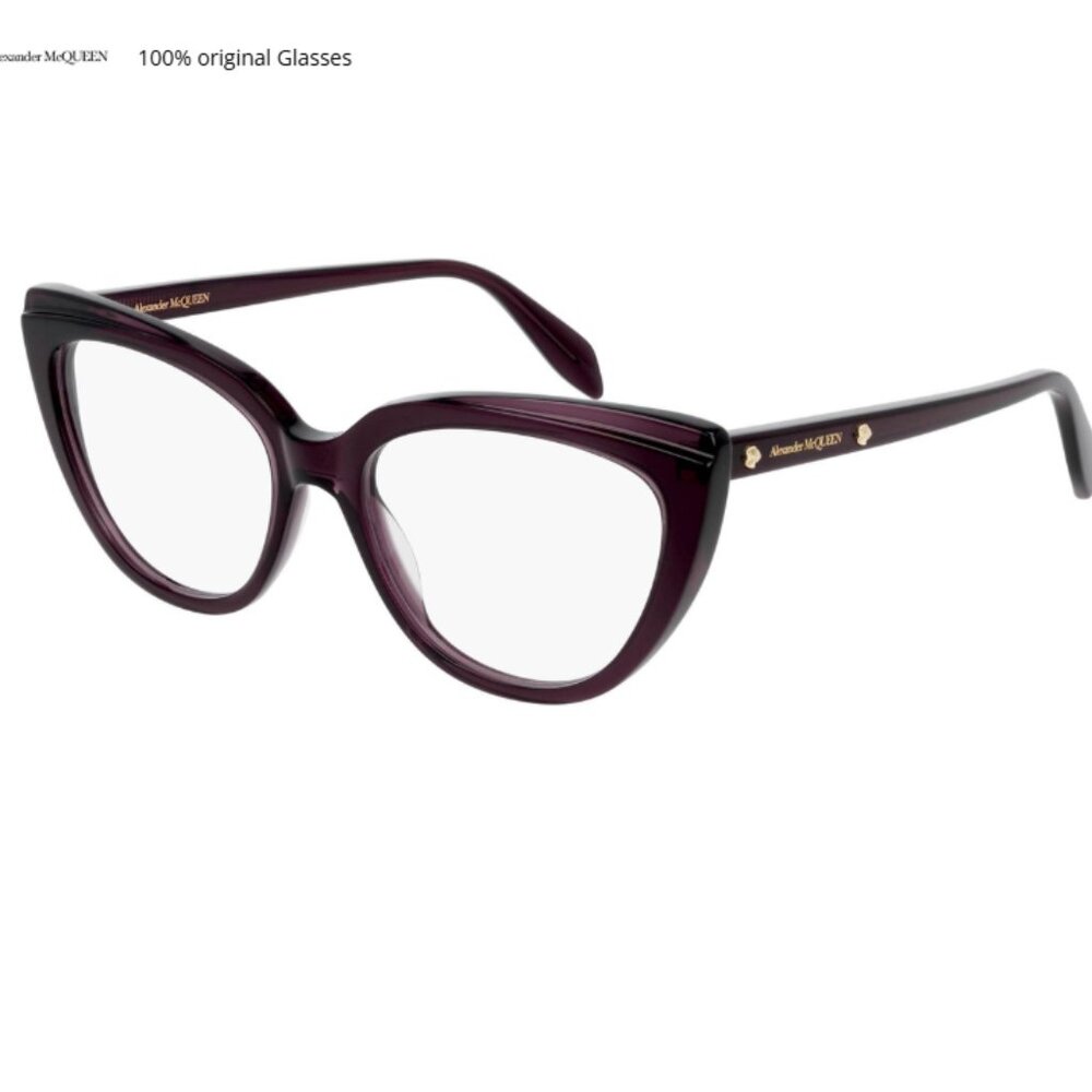 NEW ALEXANDER MCQUEEN EYEGLASSES, WOMEN VIOLET CAT EYE EYEWEAR AM0253O 003